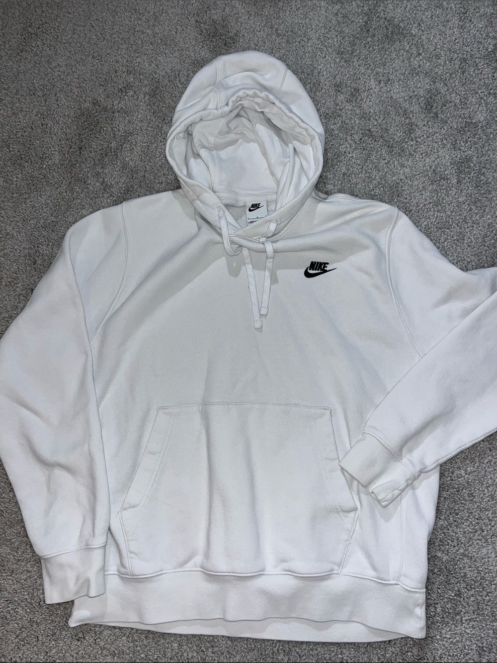 Nike White Fleece worn retro hoodie hooded sweatshirt L